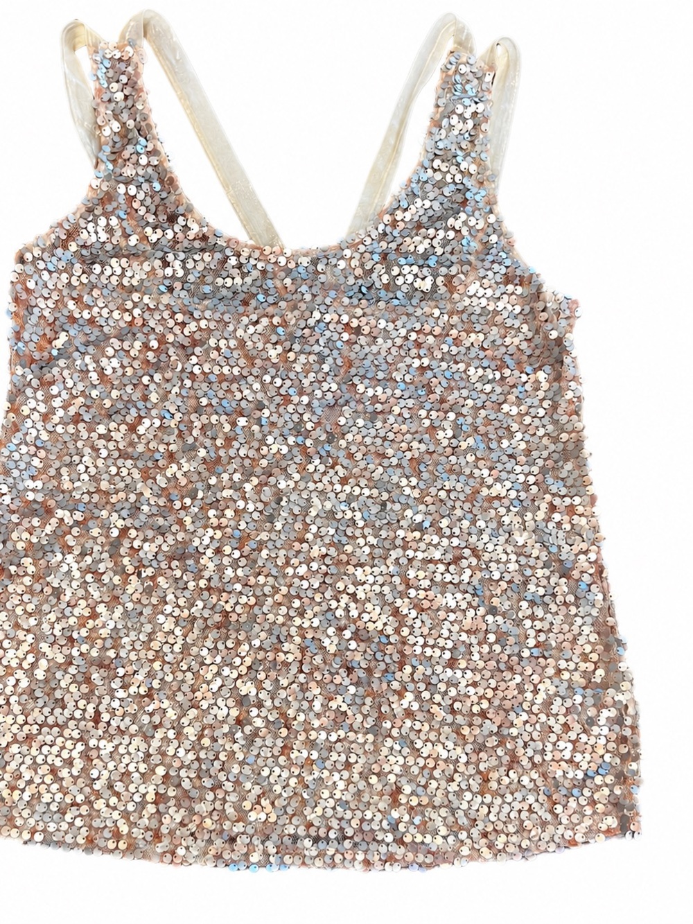 Made in USA Champagne Sequin Tank Top | RN 107363 | Medium